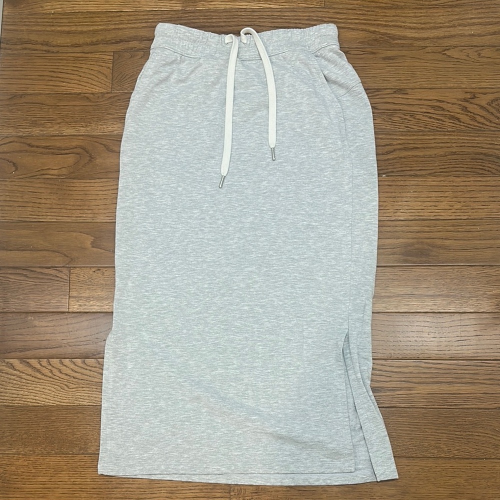 Gray Drawstring Midi Skirt